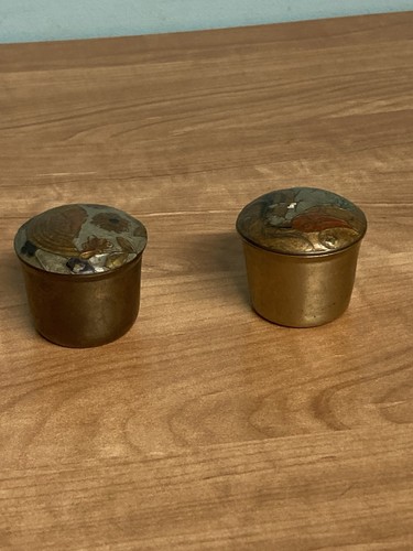 Pair vintage round brass - pair,